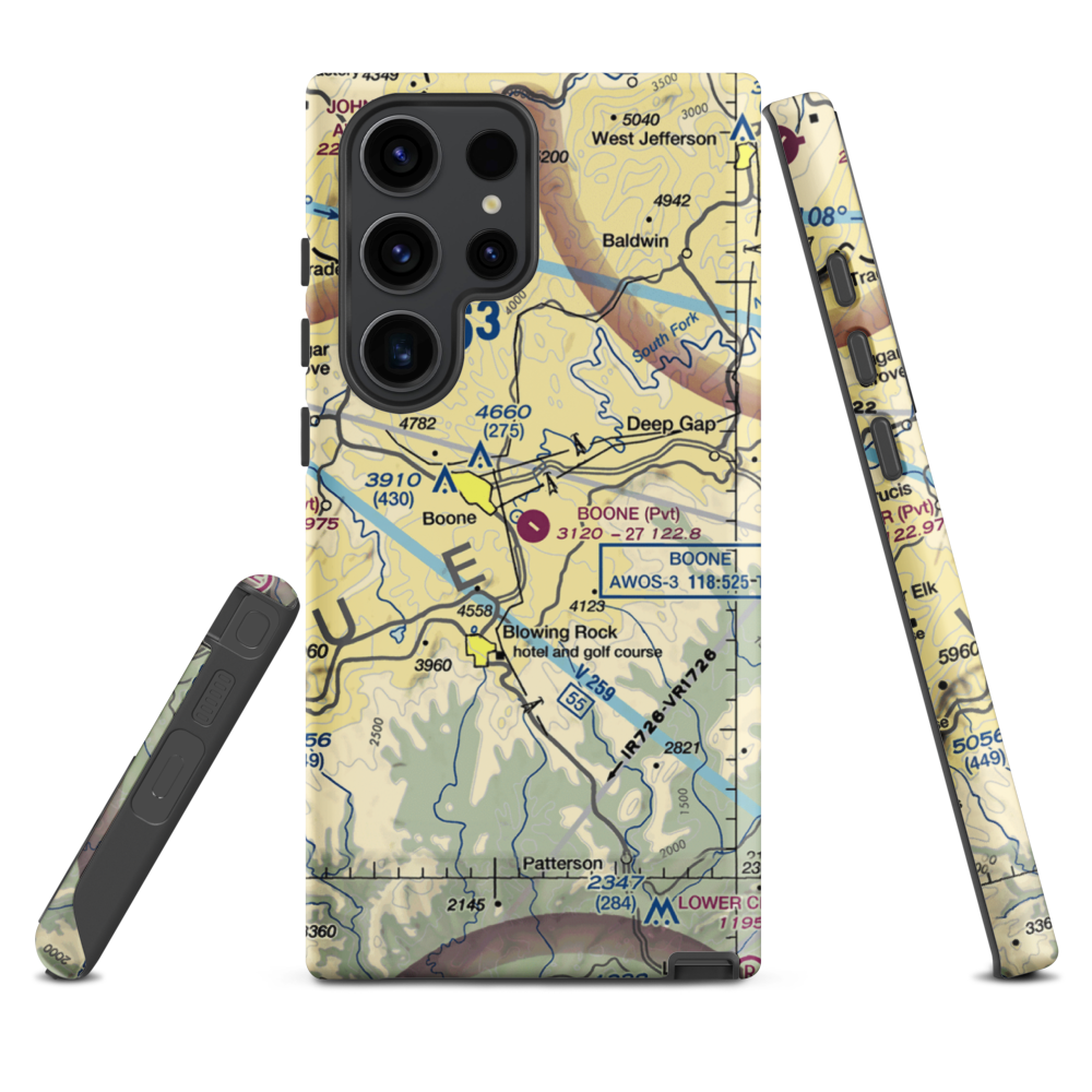 Boone Inc Airport (NC14) VFR Sectional Samsung Phone Case Samsung Galaxy S23 Ultra model shown