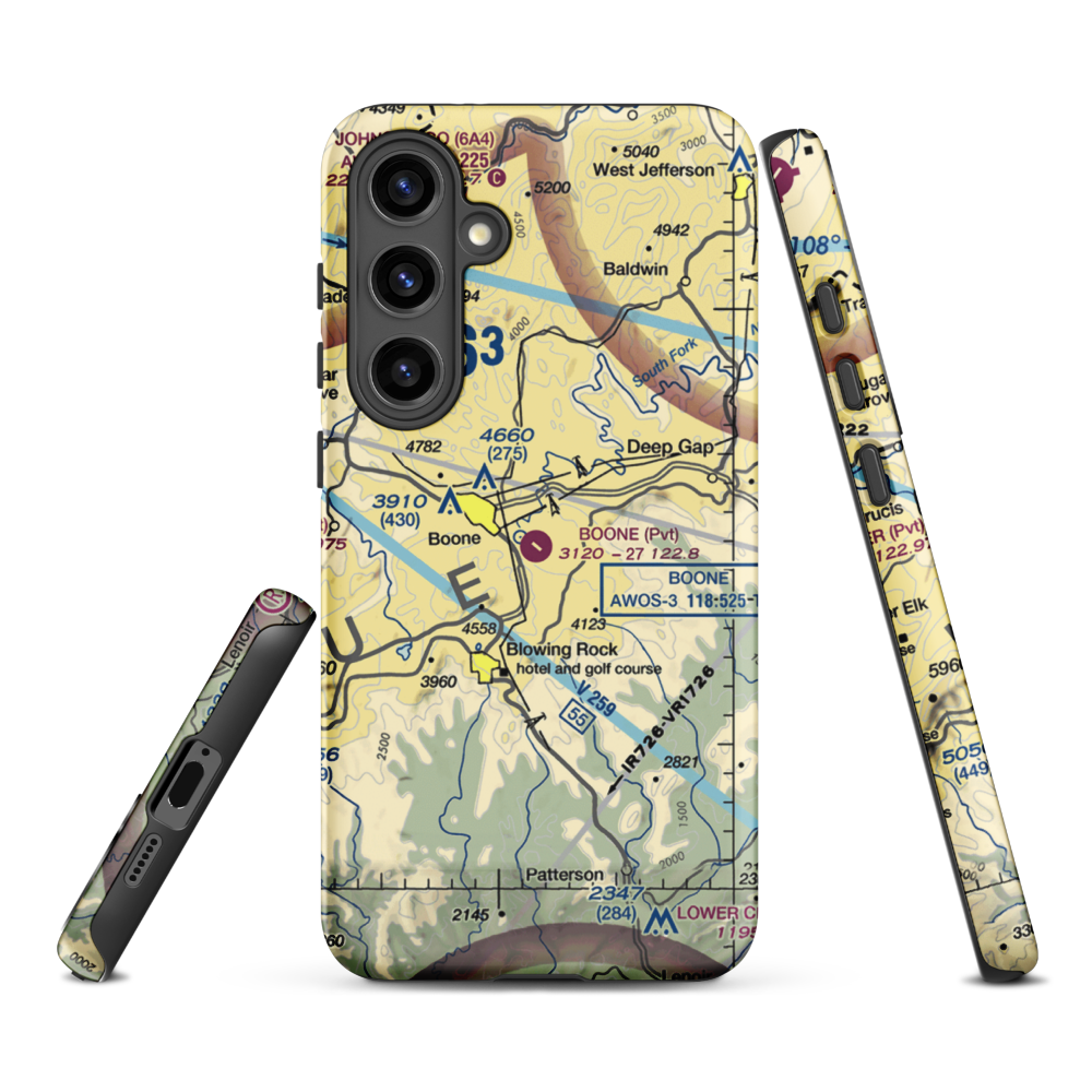 Boone Inc Airport (NC14) VFR Sectional Samsung Phone Case Samsung Galaxy S24 Plus model shown