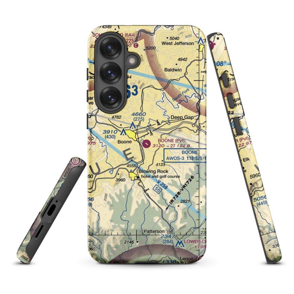Boone Inc Airport (NC14) VFR Sectional Samsung Phone Case Samsung Galaxy S25 Plus model shown