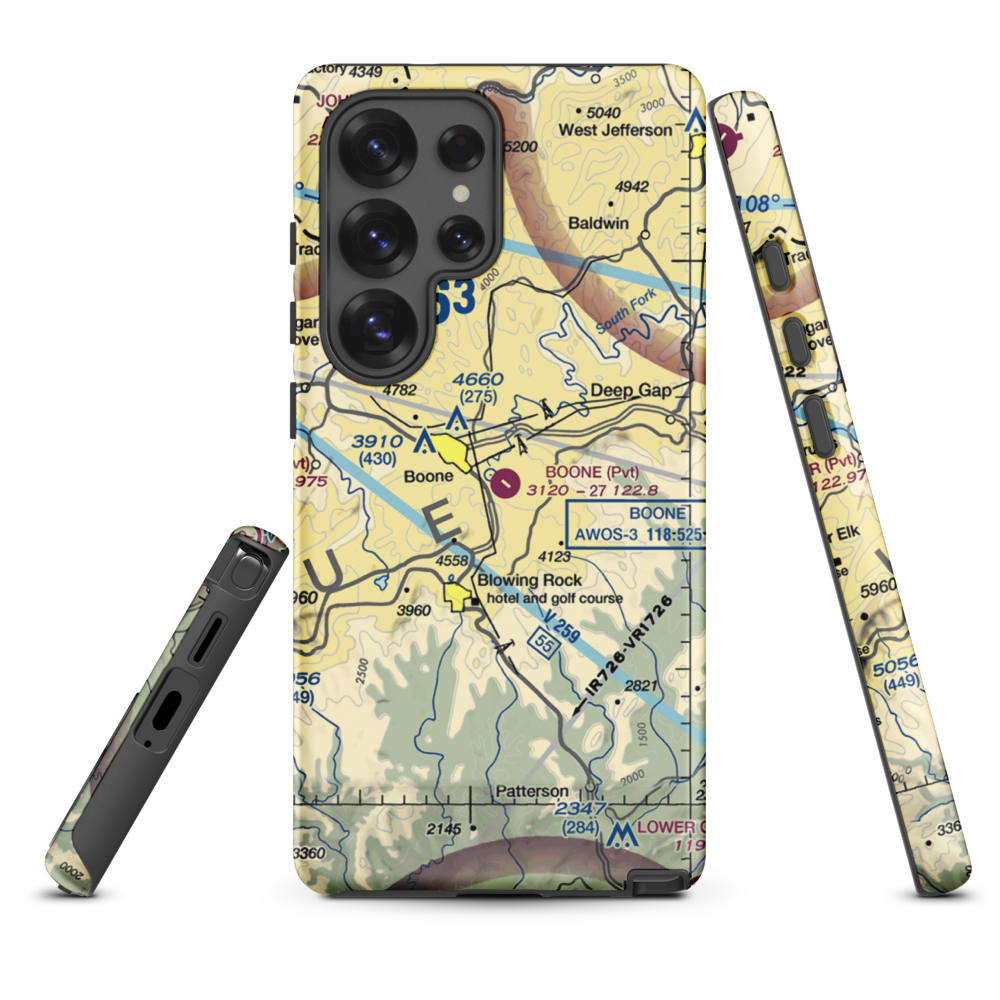 Boone Inc Airport (NC14) VFR Sectional Samsung Phone Case Samsung Galaxy S25 Ultra model shown