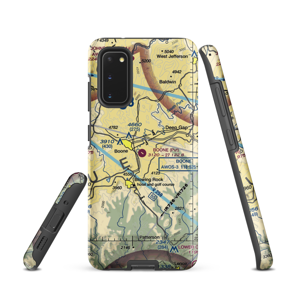 Boone Inc Airport (NC14) VFR Sectional Samsung Phone Case Samsung Galaxy S20 model shown
