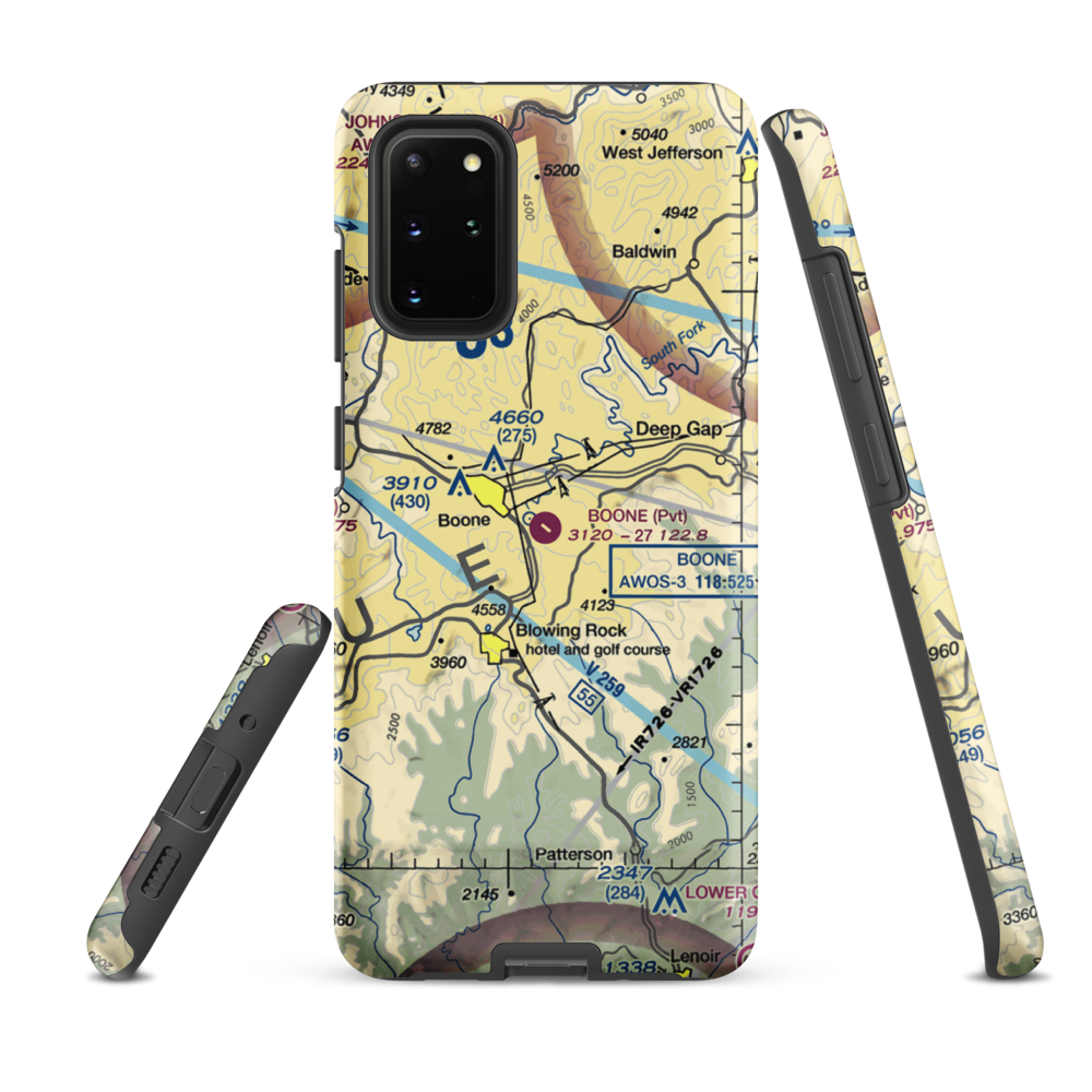 Boone Inc Airport (NC14) VFR Sectional Samsung Phone Case Samsung Galaxy S20 Plus model shown