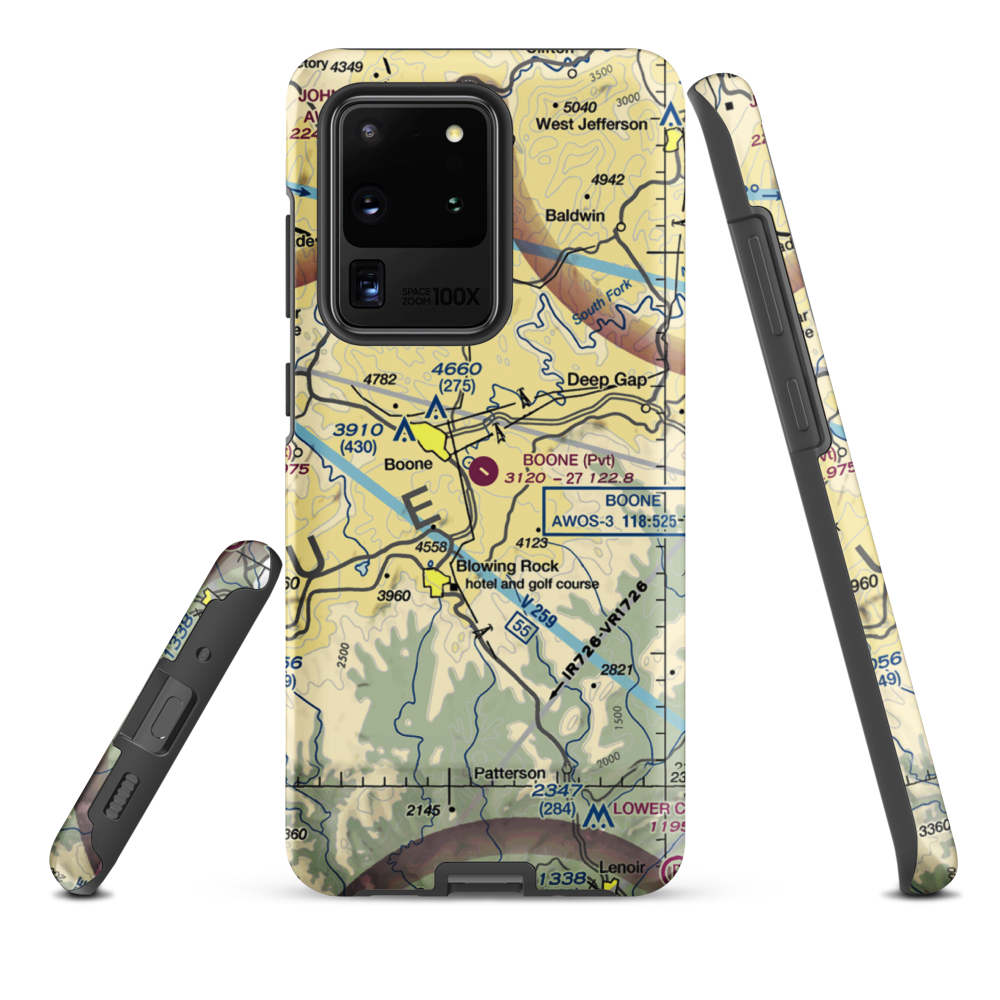 Boone Inc Airport (NC14) VFR Sectional Samsung Phone Case Samsung Galaxy S20 Ultra model shown