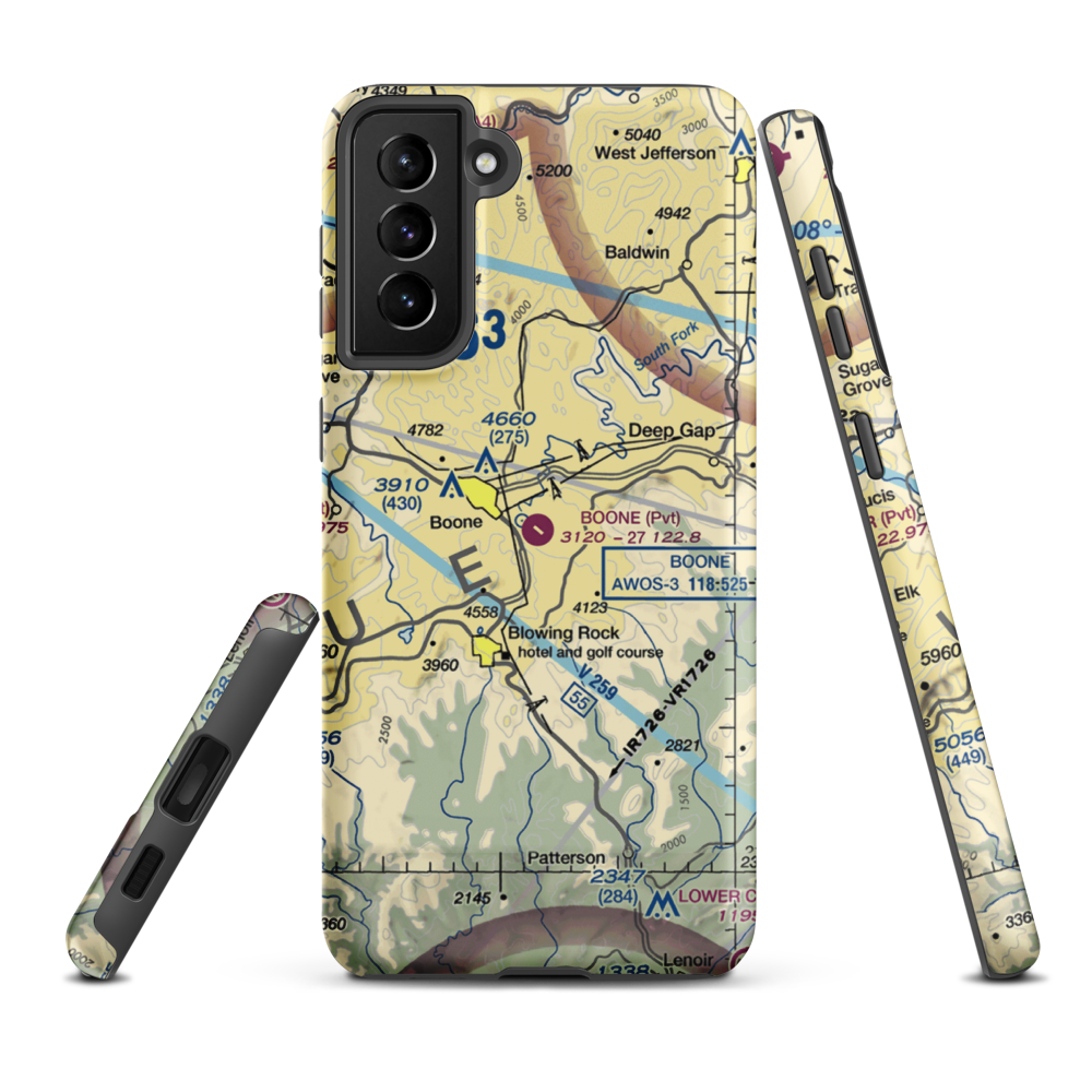 Boone Inc Airport (NC14) VFR Sectional Samsung Phone Case Samsung Galaxy S21 Plus model shown