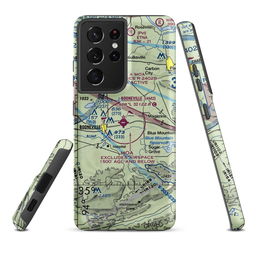 Booneville Municipal Airport (4M2) VFR Sectional Samsung Phone Case Samsung Galaxy S21 Ultra model shown