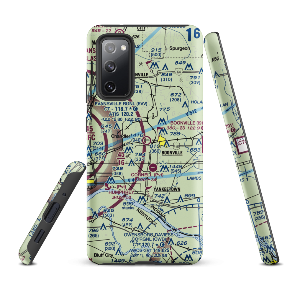 Boonville Airport (I91) VFR Sectional Samsung Phone Case Samsung Galaxy S20 FE model shown