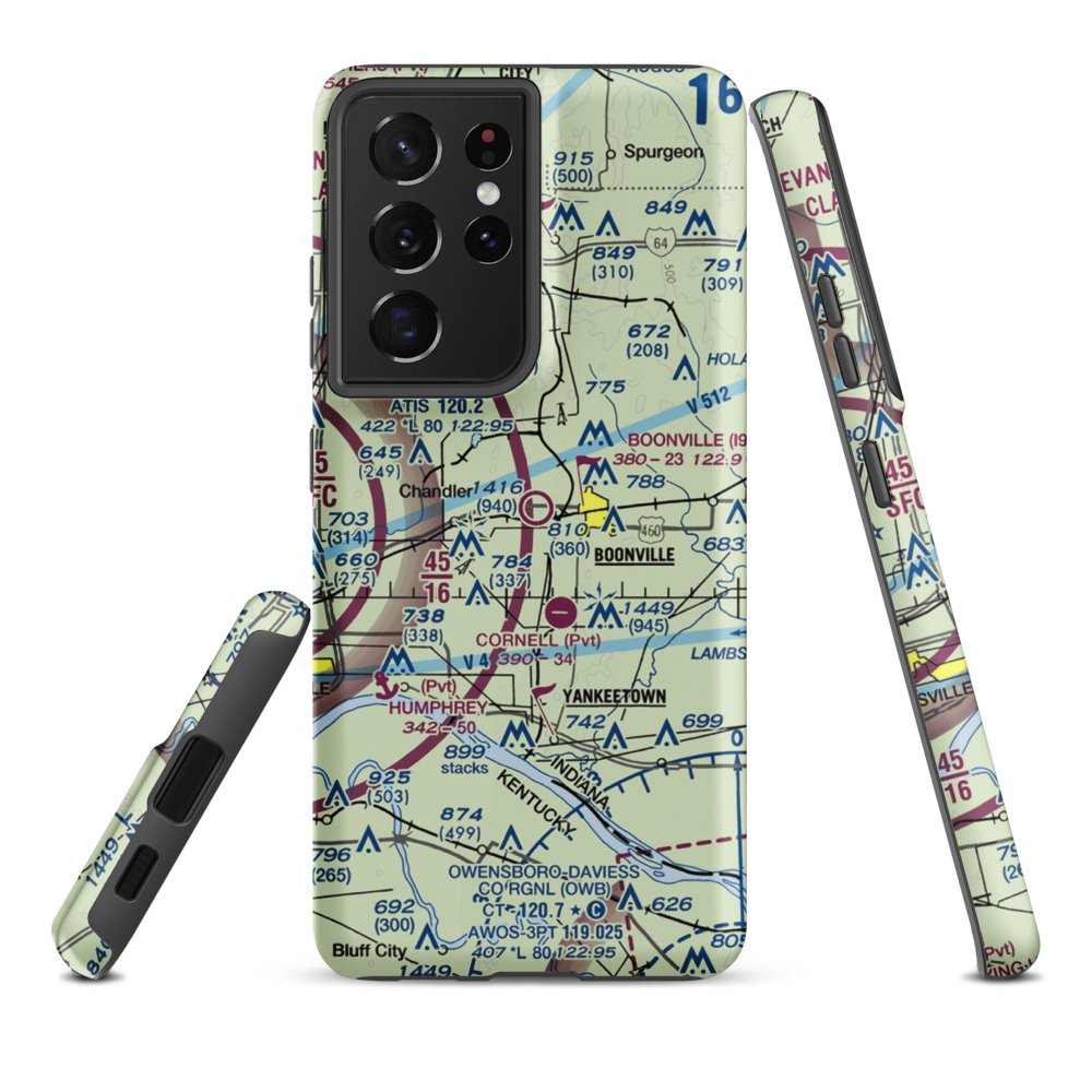 Boonville Airport (I91) VFR Sectional Samsung Phone Case Samsung Galaxy S21 Ultra model shown
