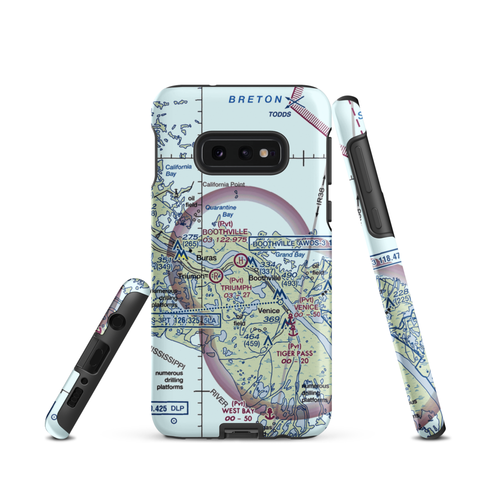 Boothville Heliport (LNQ) VFR Sectional Samsung Phone Case Samsung Galaxy S10e model shown