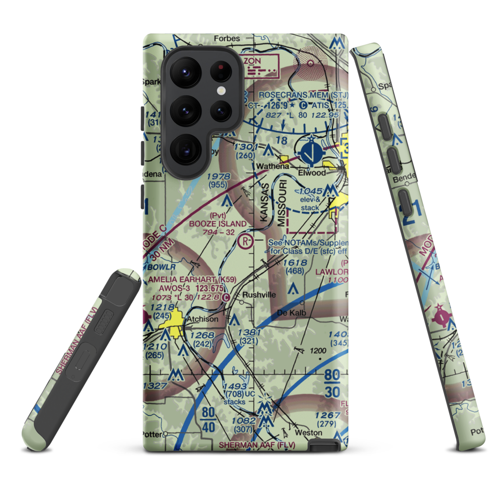 Booze Island Airport (64MO) VFR Sectional Samsung Phone Case Samsung Galaxy S22 Ultra model shown