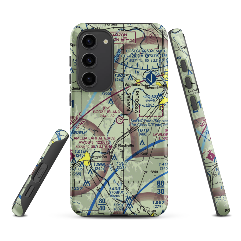 Booze Island Airport (64MO) VFR Sectional Samsung Phone Case Samsung Galaxy S23 Plus model shown
