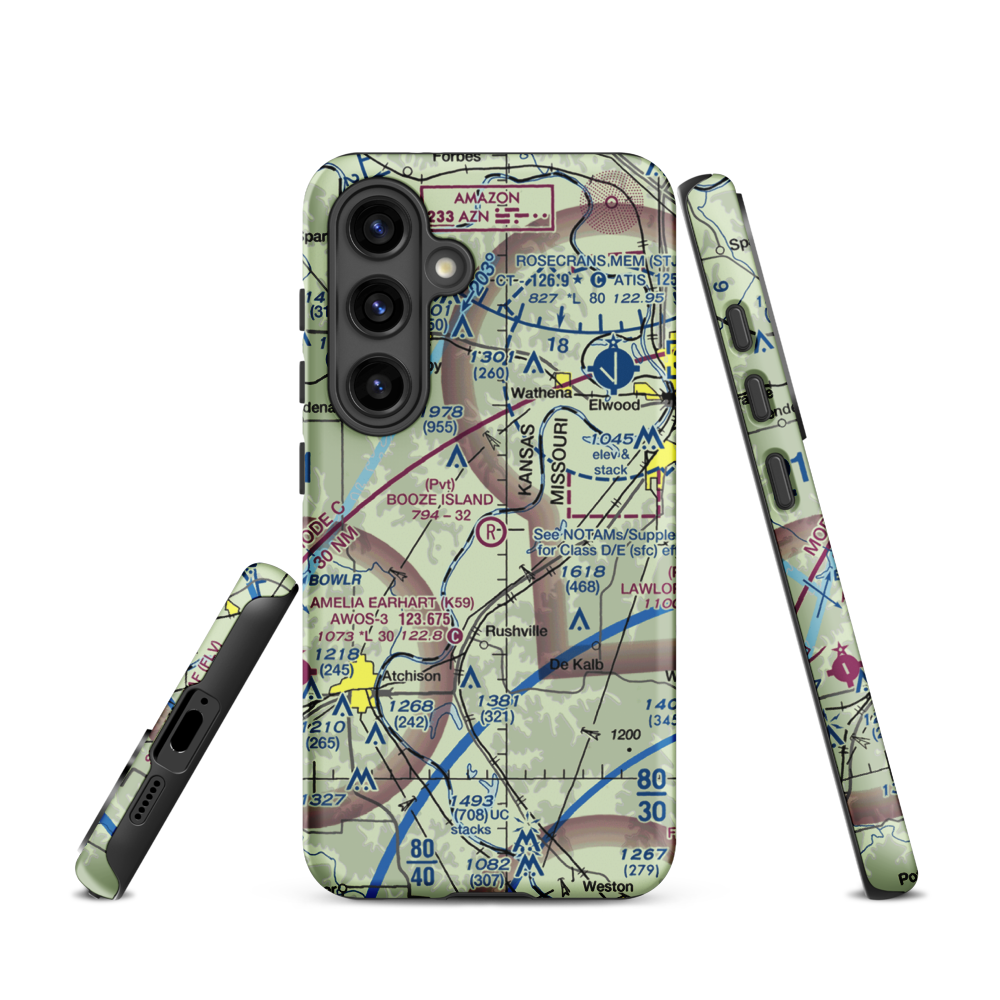 Booze Island Airport (64MO) VFR Sectional Samsung Phone Case Samsung Galaxy S24 model shown