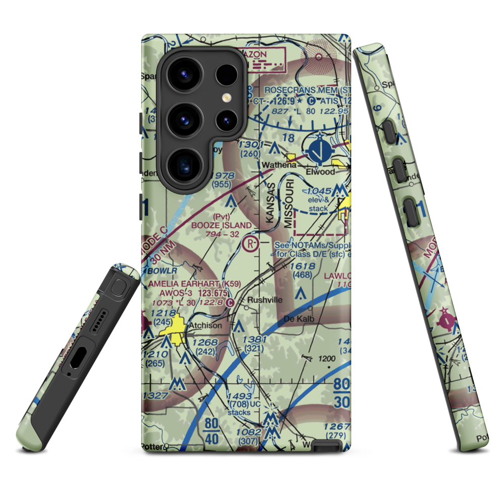 Booze Island Airport (64MO) VFR Sectional Samsung Phone Case Samsung Galaxy S24 Ultra model shown