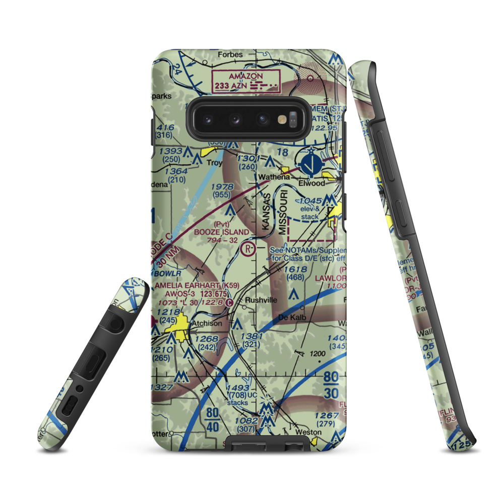 Booze Island Airport (64MO) VFR Sectional Samsung Phone Case Samsung Galaxy S10e model shown