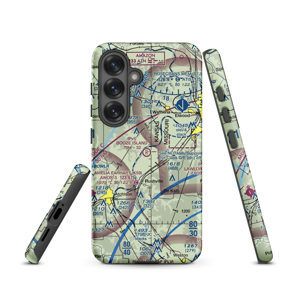 Booze Island Airport (64MO) VFR Sectional Samsung Phone Case Samsung Galaxy S25 model shown