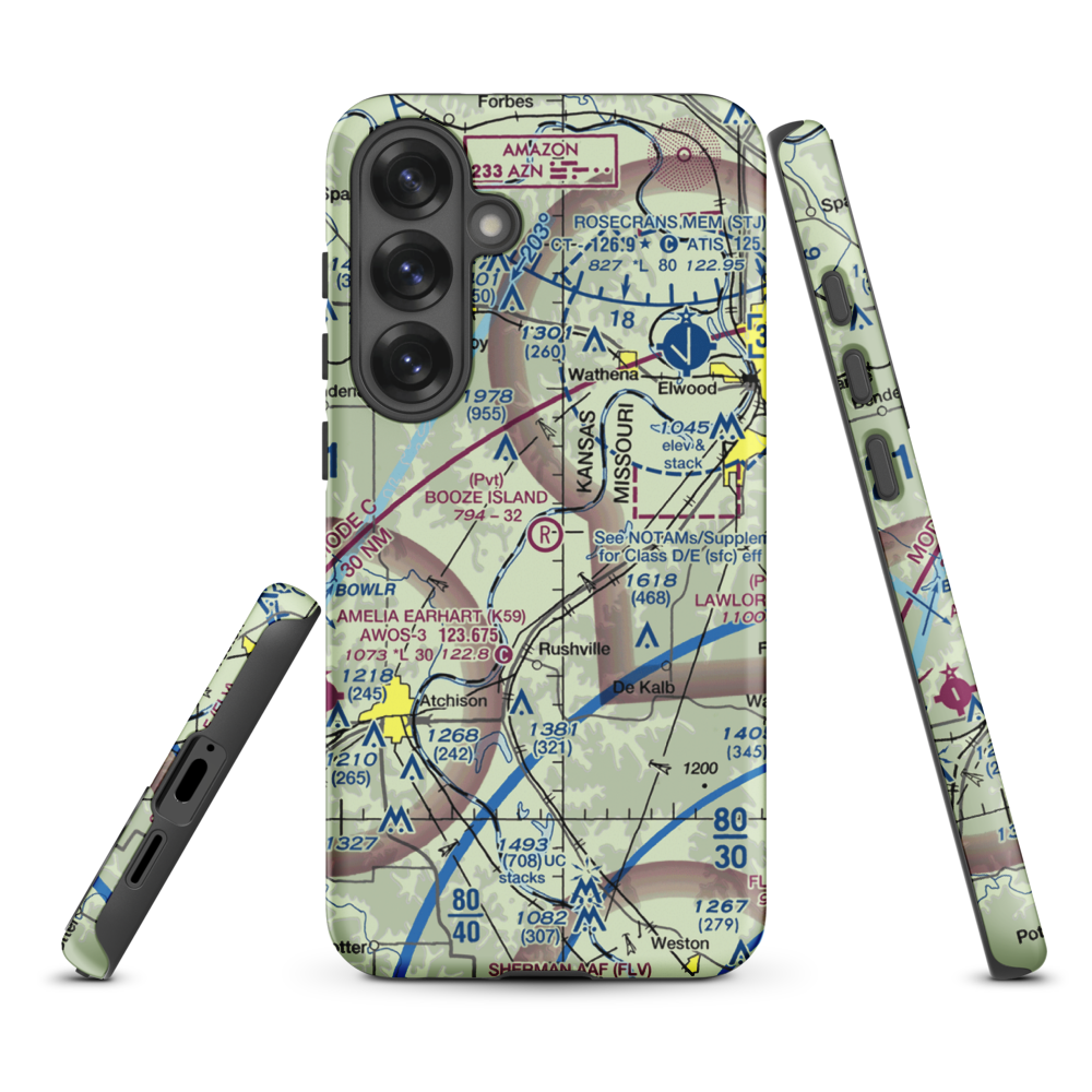 Booze Island Airport (64MO) VFR Sectional Samsung Phone Case Samsung Galaxy S25 Plus model shown