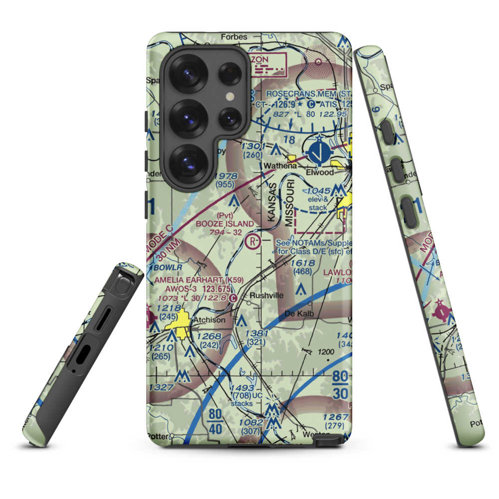 Booze Island Airport (64MO) VFR Sectional Samsung Phone Case Samsung Galaxy S25 Ultra model shown