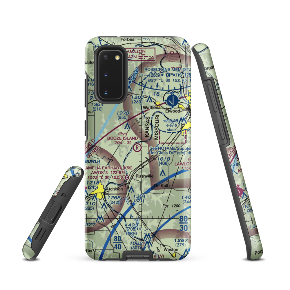 Booze Island Airport (64MO) VFR Sectional Samsung Phone Case Samsung Galaxy S20 model shown