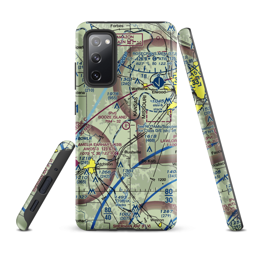 Booze Island Airport (64MO) VFR Sectional Samsung Phone Case Samsung Galaxy S20 FE model shown