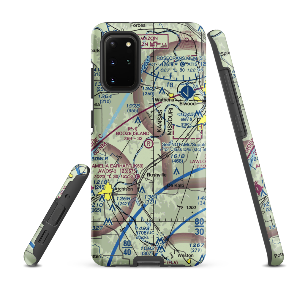 Booze Island Airport (64MO) VFR Sectional Samsung Phone Case Samsung Galaxy S20 Plus model shown