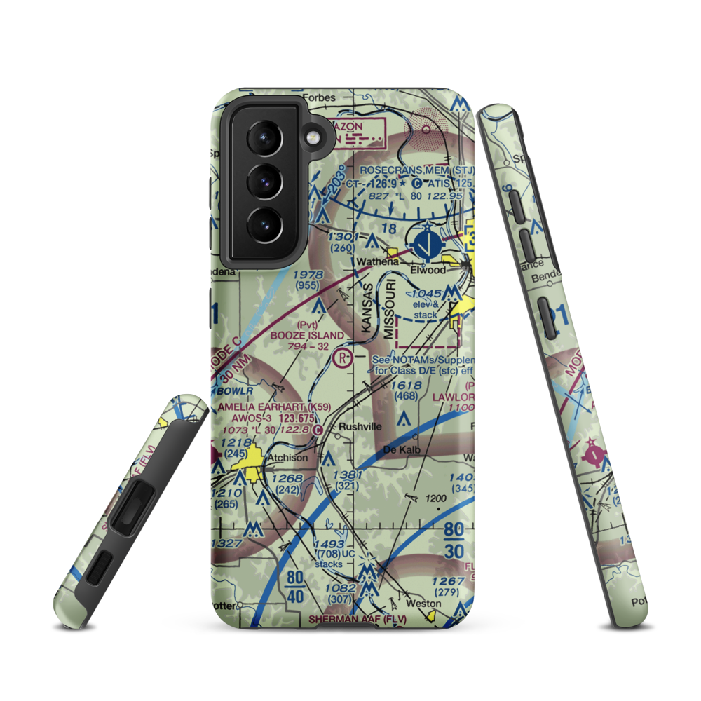Booze Island Airport (64MO) VFR Sectional Samsung Phone Case Samsung Galaxy S21 model shown