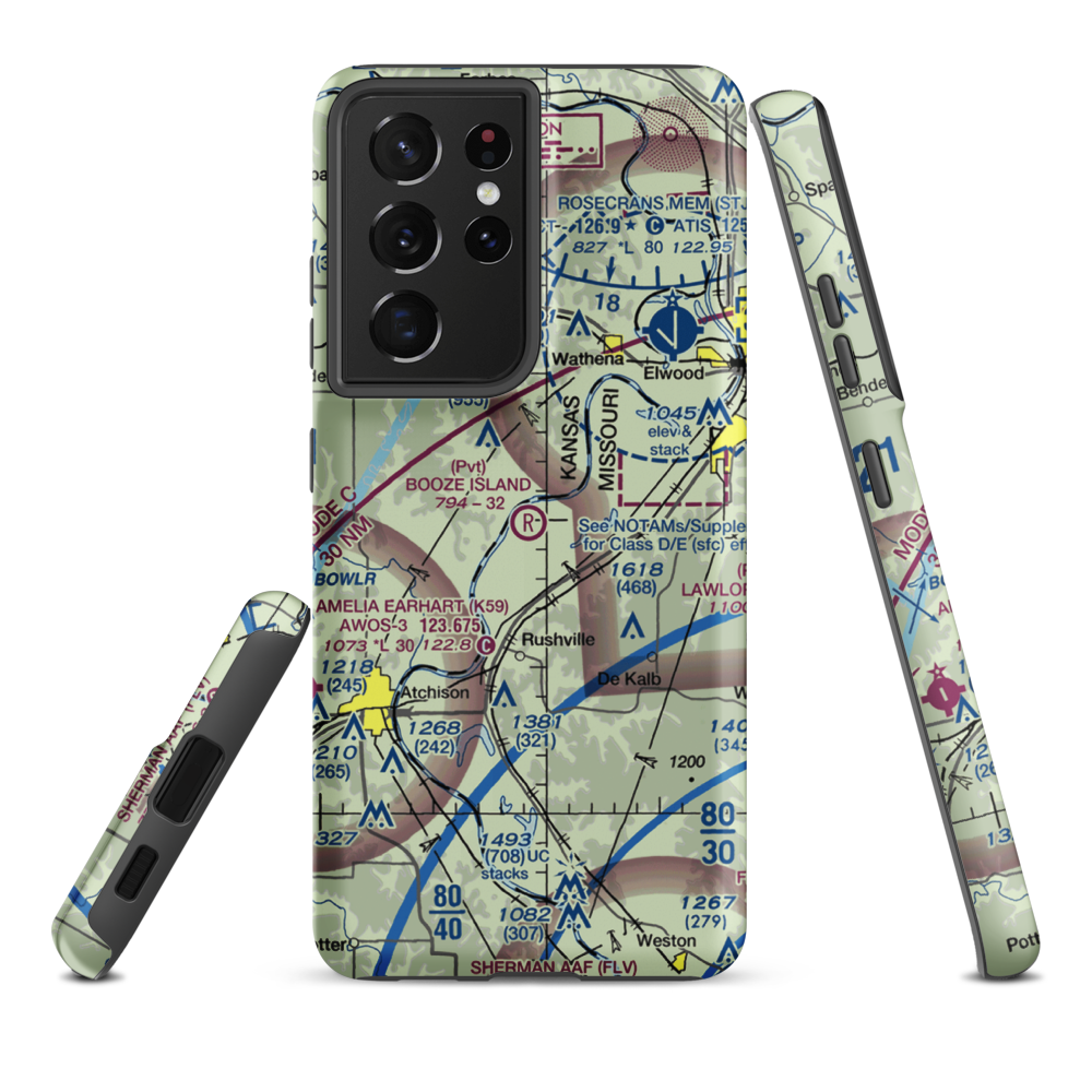Booze Island Airport (64MO) VFR Sectional Samsung Phone Case Samsung Galaxy S21 Plus model shown