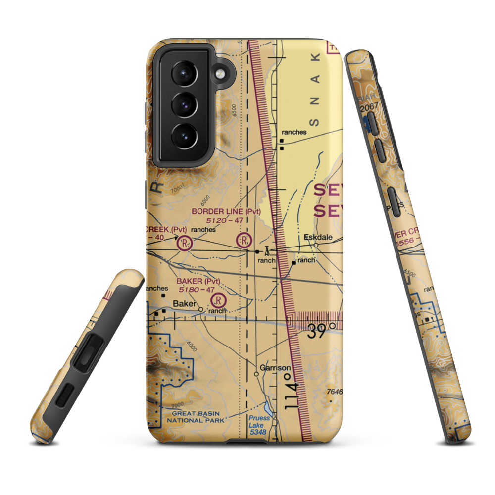 Border Line Farm Airport (07NV) VFR Sectional Samsung Phone Case Samsung Galaxy S21 Plus model shown