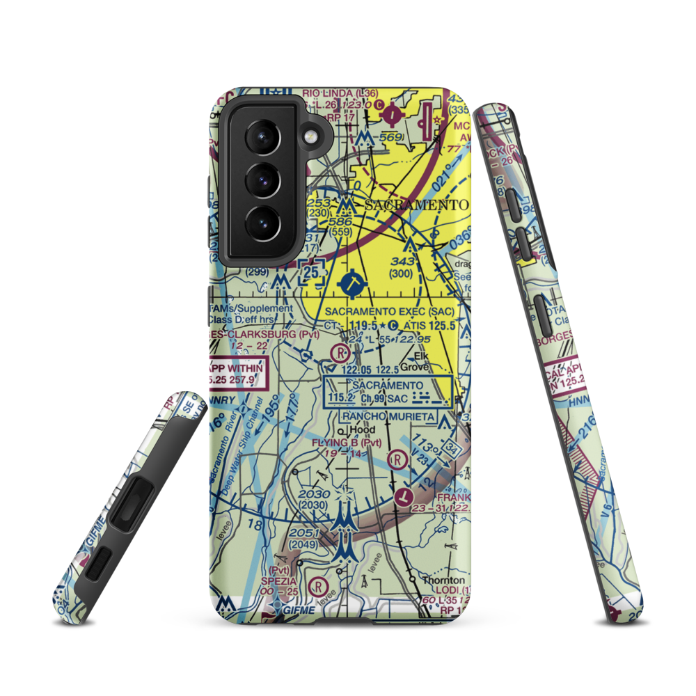 Borges - Clarksburg Airport (CN13) VFR Sectional Samsung Phone Case Samsung Galaxy S21 model shown