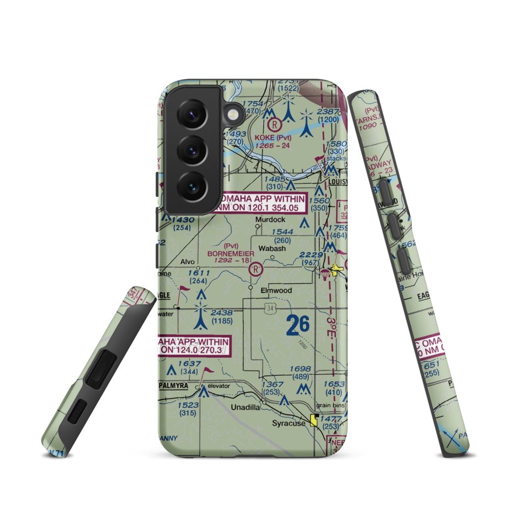 Bornemeier Airstrip (8NE4) VFR Sectional Samsung Phone Case Samsung Galaxy S22 model shown