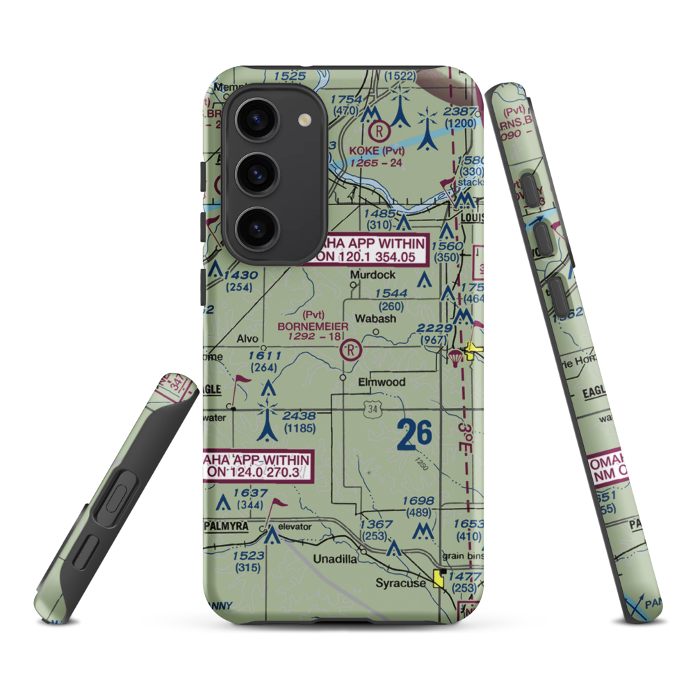 Bornemeier Airstrip (8NE4) VFR Sectional Samsung Phone Case Samsung Galaxy S23 Plus model shown