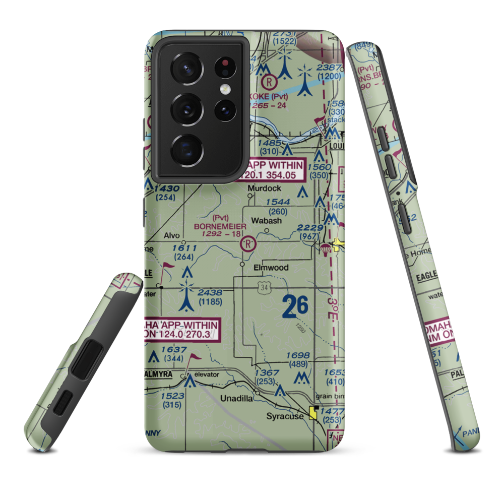 Bornemeier Airstrip (8NE4) VFR Sectional Samsung Phone Case Samsung Galaxy S21 Plus model shown