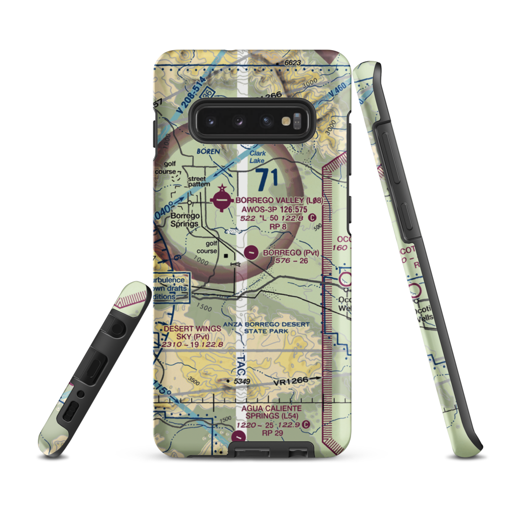 Borrego Air Ranch Airport (58CL) VFR Sectional Samsung Phone Case Samsung Galaxy S10 Plus model shown