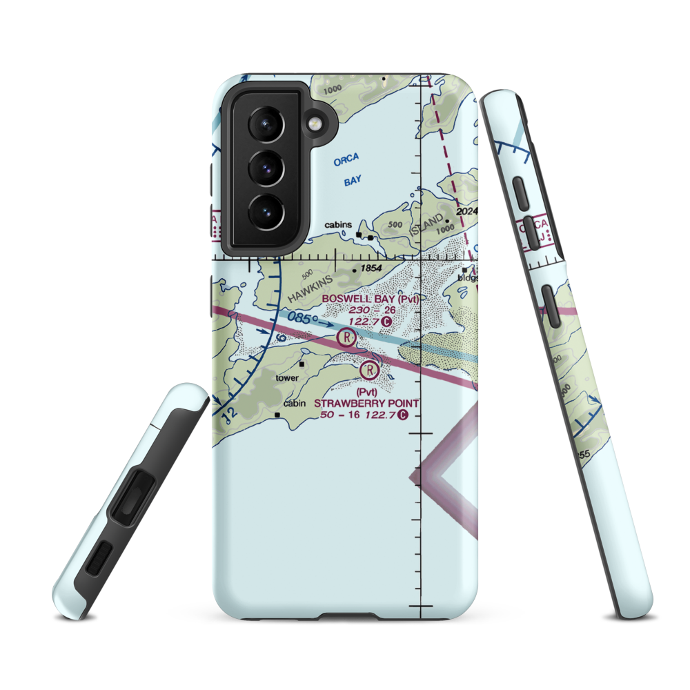 Boswell Bay Airport (AK97) VFR Sectional Samsung Phone Case Samsung Galaxy S21 FE model shown
