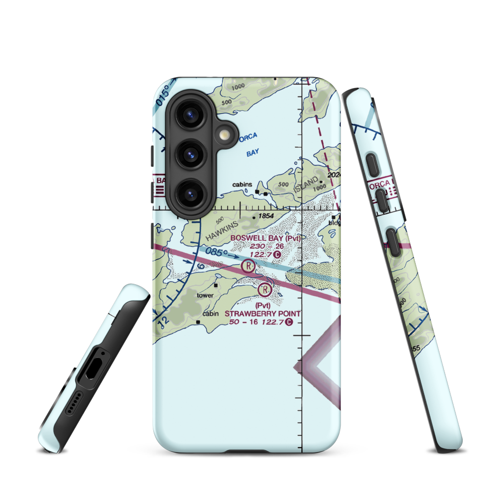 Boswell Bay Airport (BSW) VFR Sectional Samsung Phone Case Samsung Galaxy S24 model shown