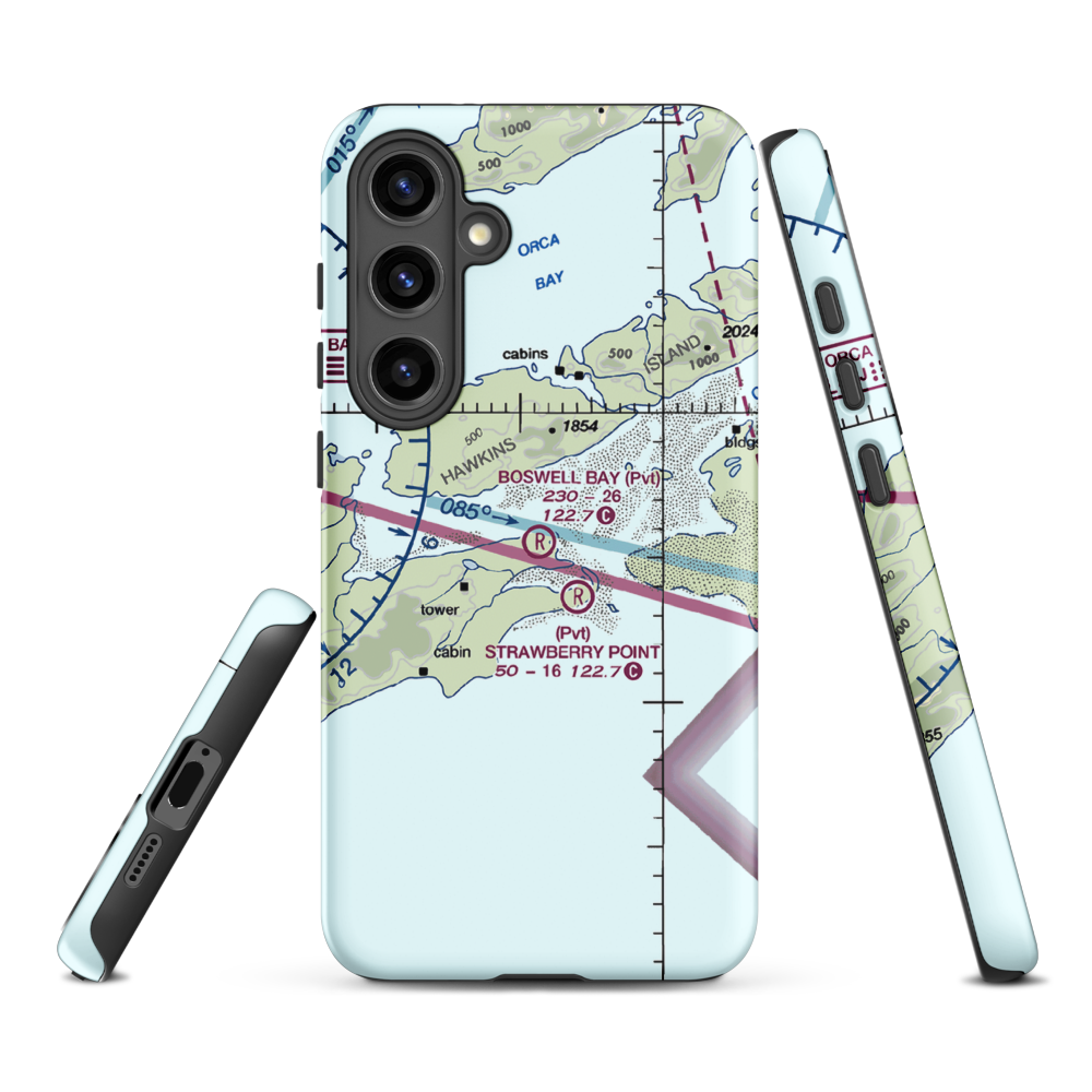 Boswell Bay Airport (BSW) VFR Sectional Samsung Phone Case Samsung Galaxy S24 Plus model shown