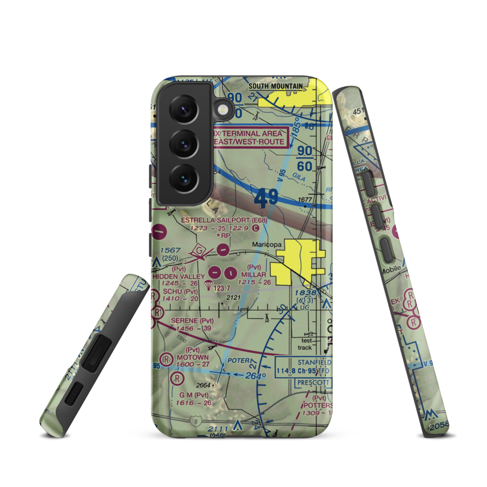 Boulais Ranch Airport (40AZ) VFR Sectional Samsung Phone Case Samsung Galaxy S22 model shown