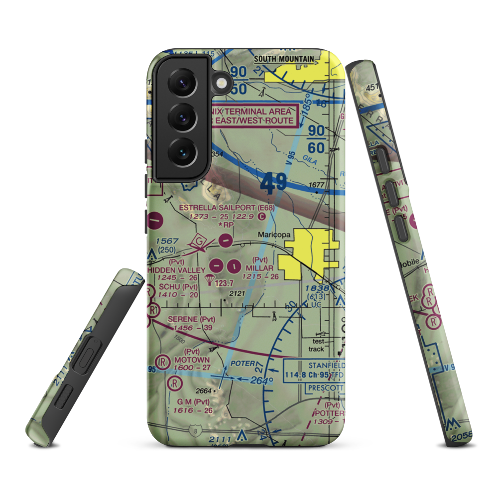 Boulais Ranch Airport (40AZ) VFR Sectional Samsung Phone Case Samsung Galaxy S22 Plus model shown