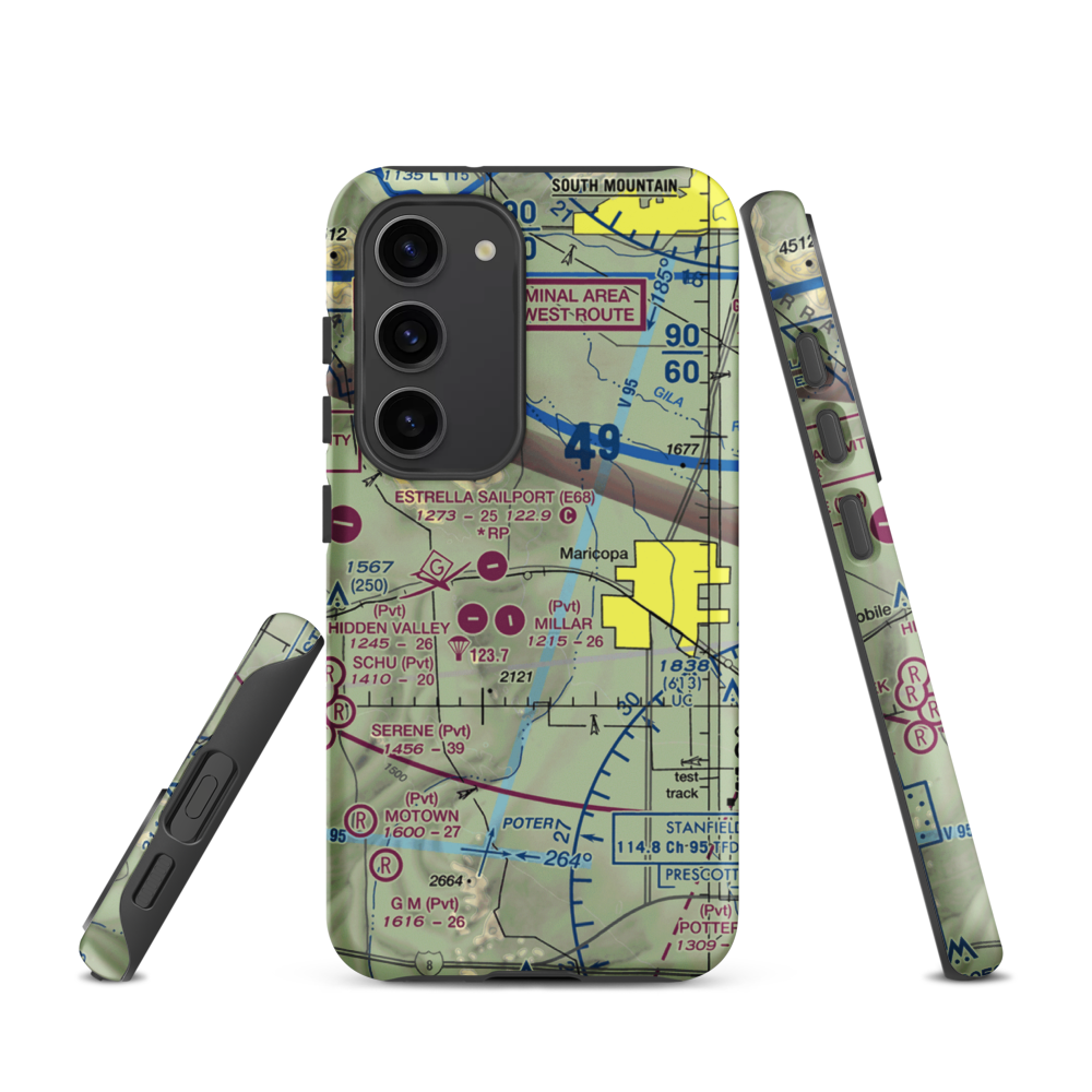 Boulais Ranch Airport (40AZ) VFR Sectional Samsung Phone Case Samsung Galaxy S23 model shown