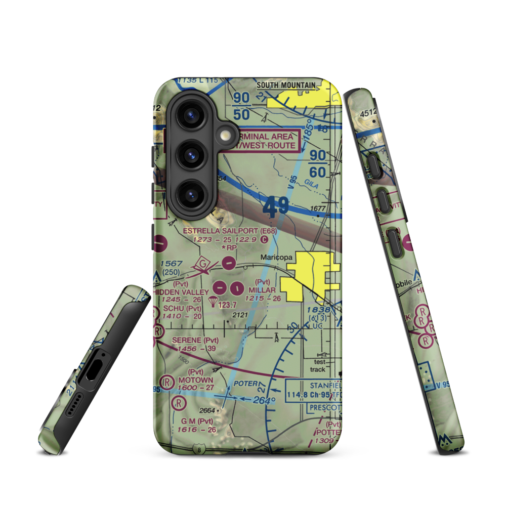 Boulais Ranch Airport (40AZ) VFR Sectional Samsung Phone Case Samsung Galaxy S24 model shown