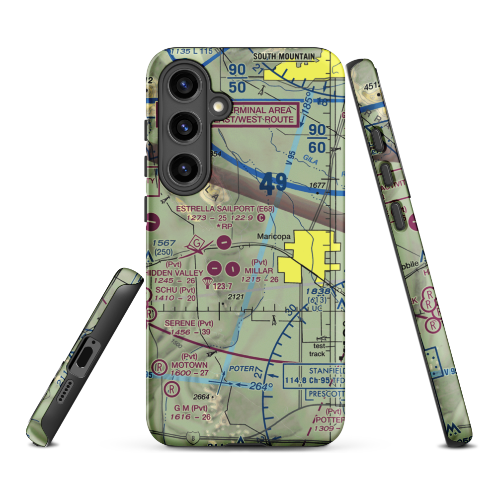 Boulais Ranch Airport (40AZ) VFR Sectional Samsung Phone Case Samsung Galaxy S24 Plus model shown