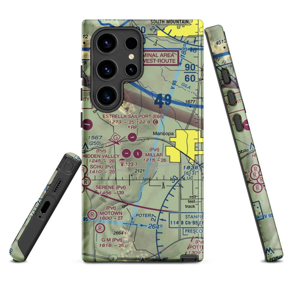 Boulais Ranch Airport (40AZ) VFR Sectional Samsung Phone Case Samsung Galaxy S24 Ultra model shown