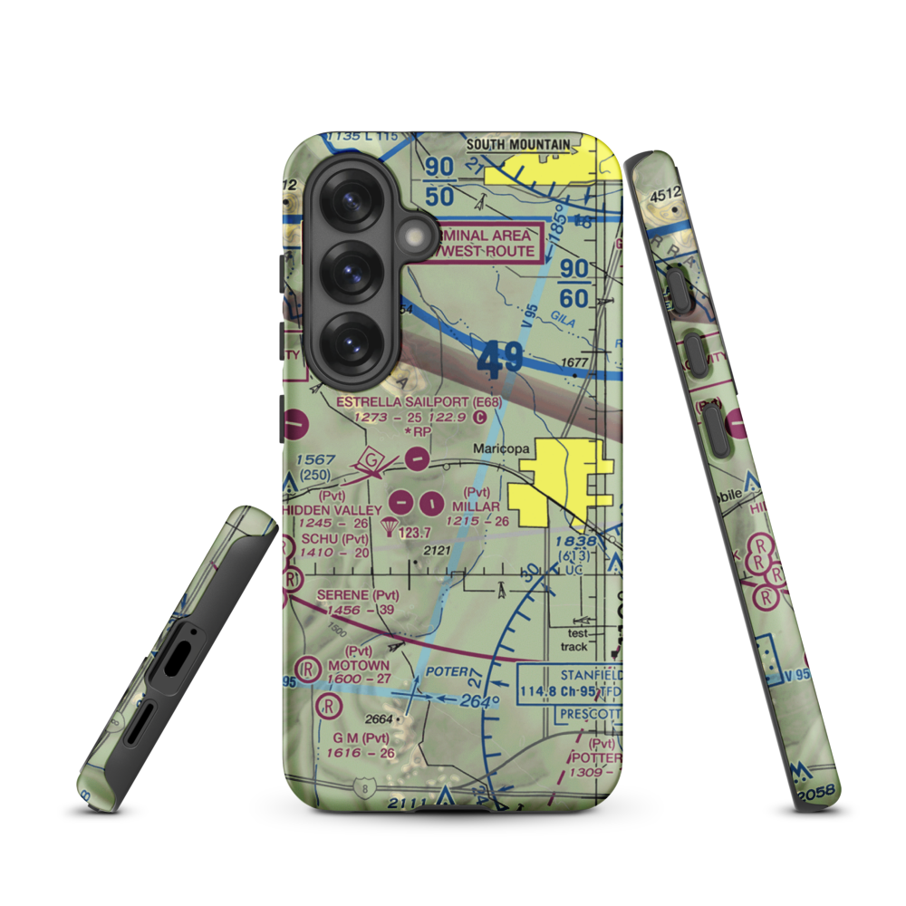 Boulais Ranch Airport (40AZ) VFR Sectional Samsung Phone Case Samsung Galaxy S25 model shown