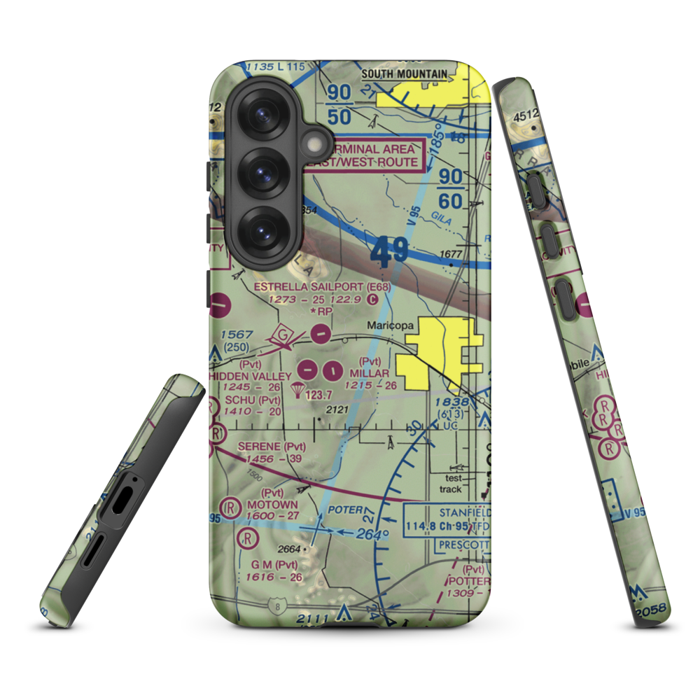 Boulais Ranch Airport (40AZ) VFR Sectional Samsung Phone Case Samsung Galaxy S25 Plus model shown