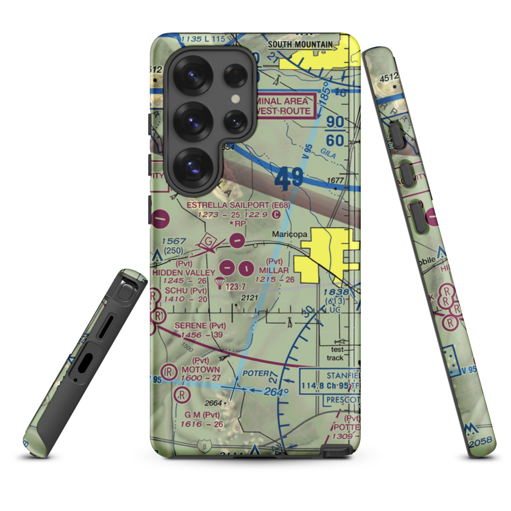 Boulais Ranch Airport (40AZ) VFR Sectional Samsung Phone Case Samsung Galaxy S25 Ultra model shown