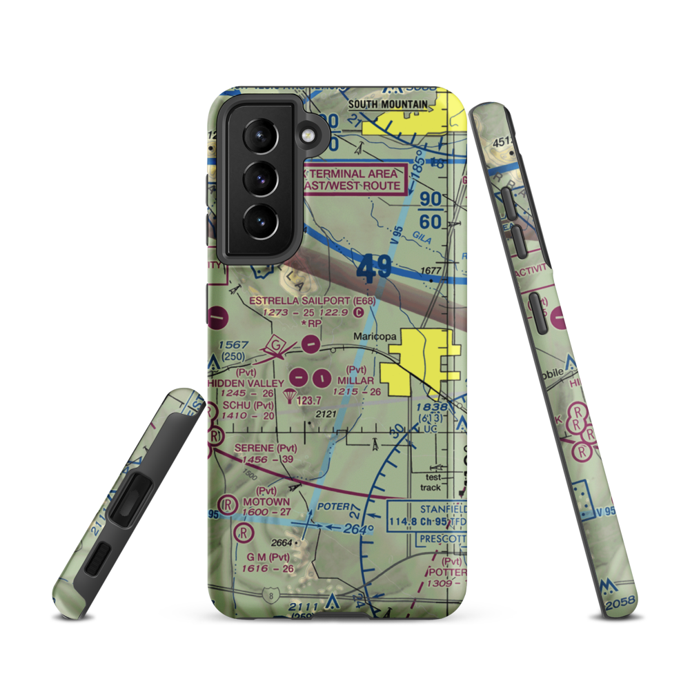 Boulais Ranch Airport (40AZ) VFR Sectional Samsung Phone Case Samsung Galaxy S21 model shown