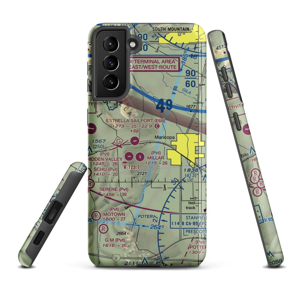 Boulais Ranch Airport (40AZ) VFR Sectional Samsung Phone Case Samsung Galaxy S21 FE model shown