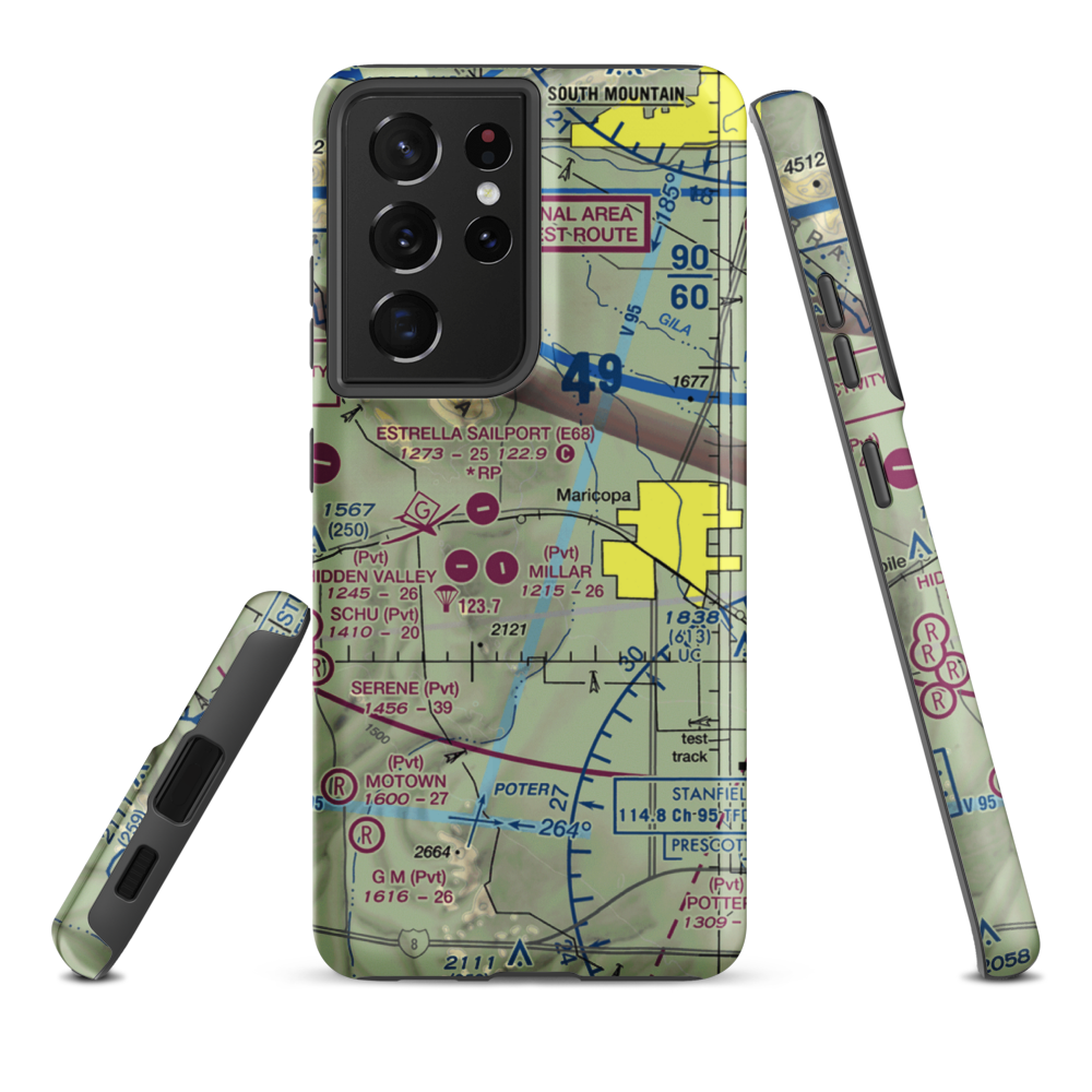 Boulais Ranch Airport (40AZ) VFR Sectional Samsung Phone Case Samsung Galaxy S21 Plus model shown