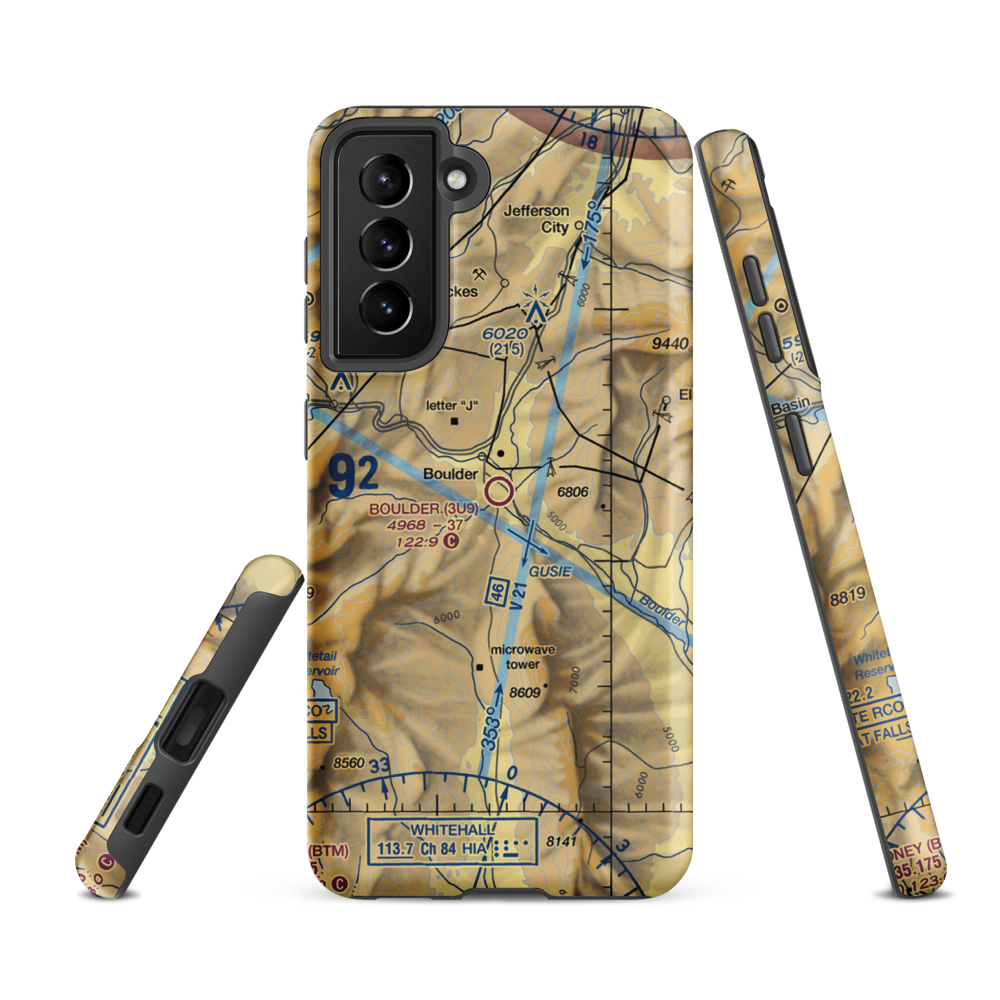 Boulder Airport (3U9) VFR Sectional Samsung Phone Case Samsung Galaxy S21 FE model shown