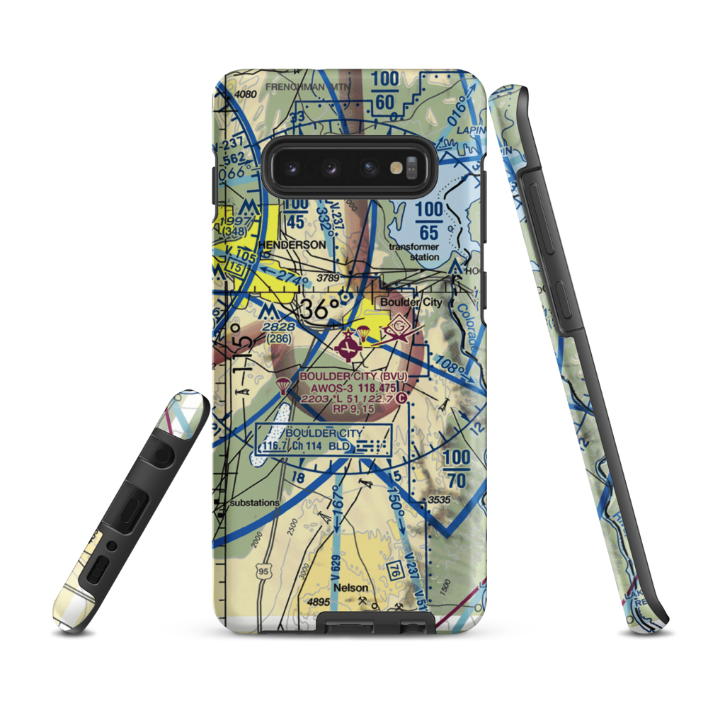 Boulder City Municipal Airport (BVU) VFR Sectional Samsung Phone Case Samsung Galaxy S10 Plus model shown