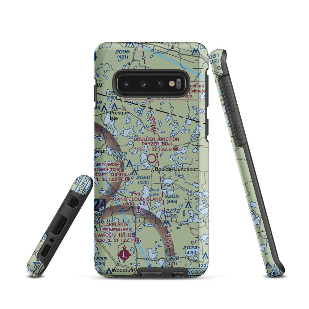 Boulder Junction Payzer Airport (BDJ) VFR Sectional Samsung Phone Case Samsung Galaxy S10 model shown