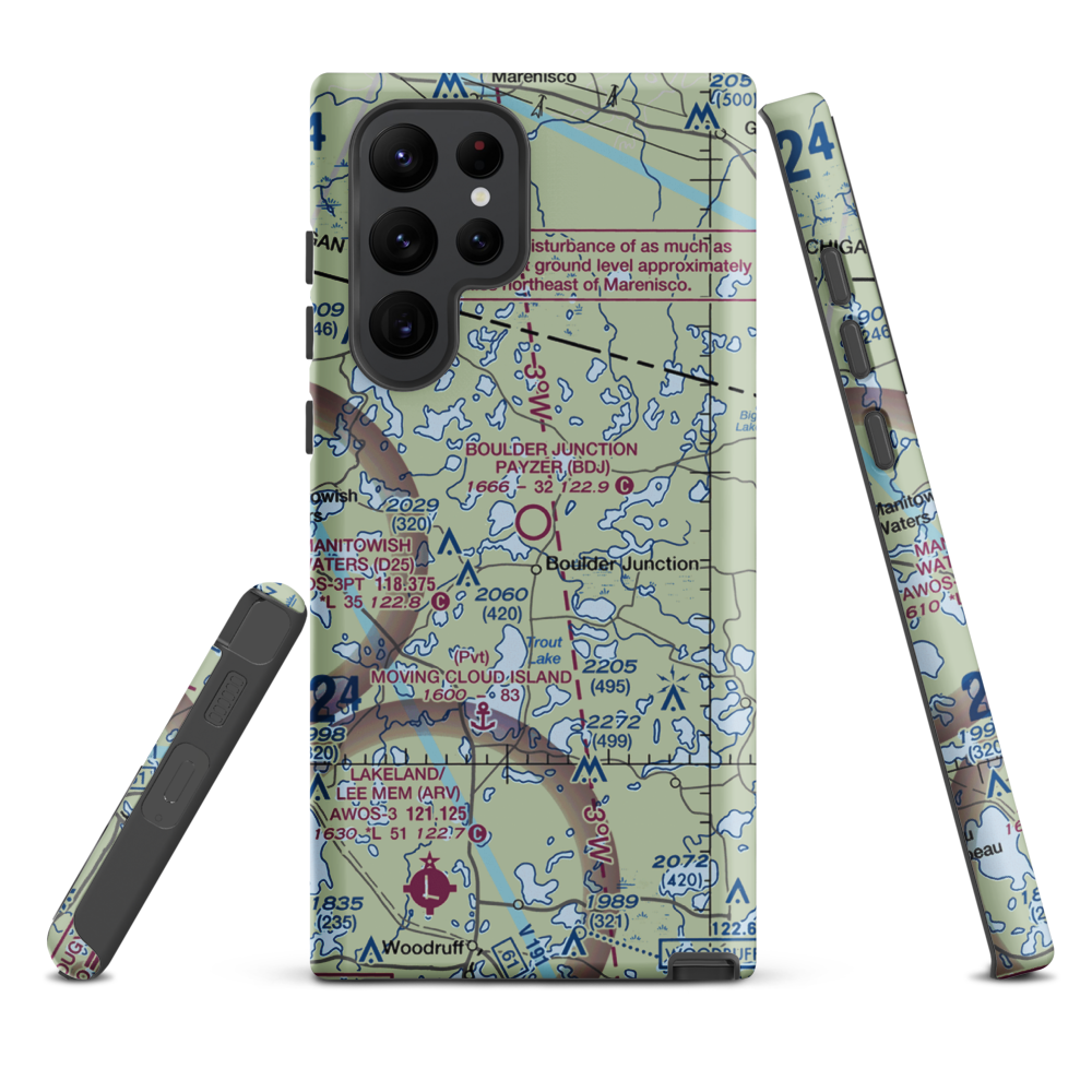 Boulder Junction Payzer Airport (BDJ) VFR Sectional Samsung Phone Case Samsung Galaxy S22 Ultra model shown